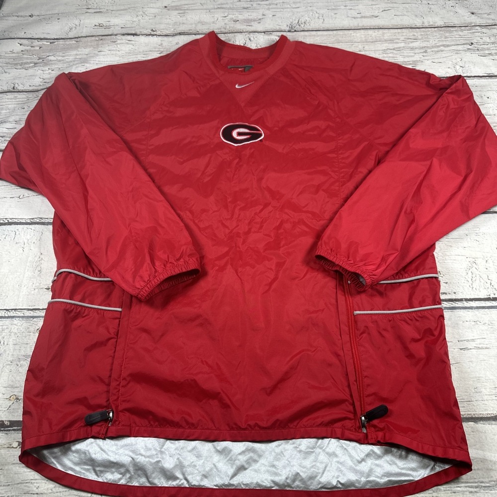 Georgia Bulldogs Jacket Mens Medium Red NCAA Nike Team Pullover V Neck